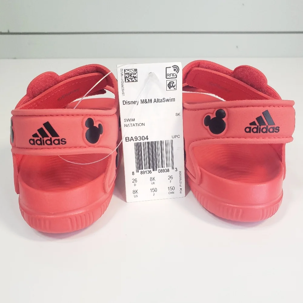 Adidas Altaswim Disney Minnie Mouse Red Black Water-Friendly Sandals Girl Size 8